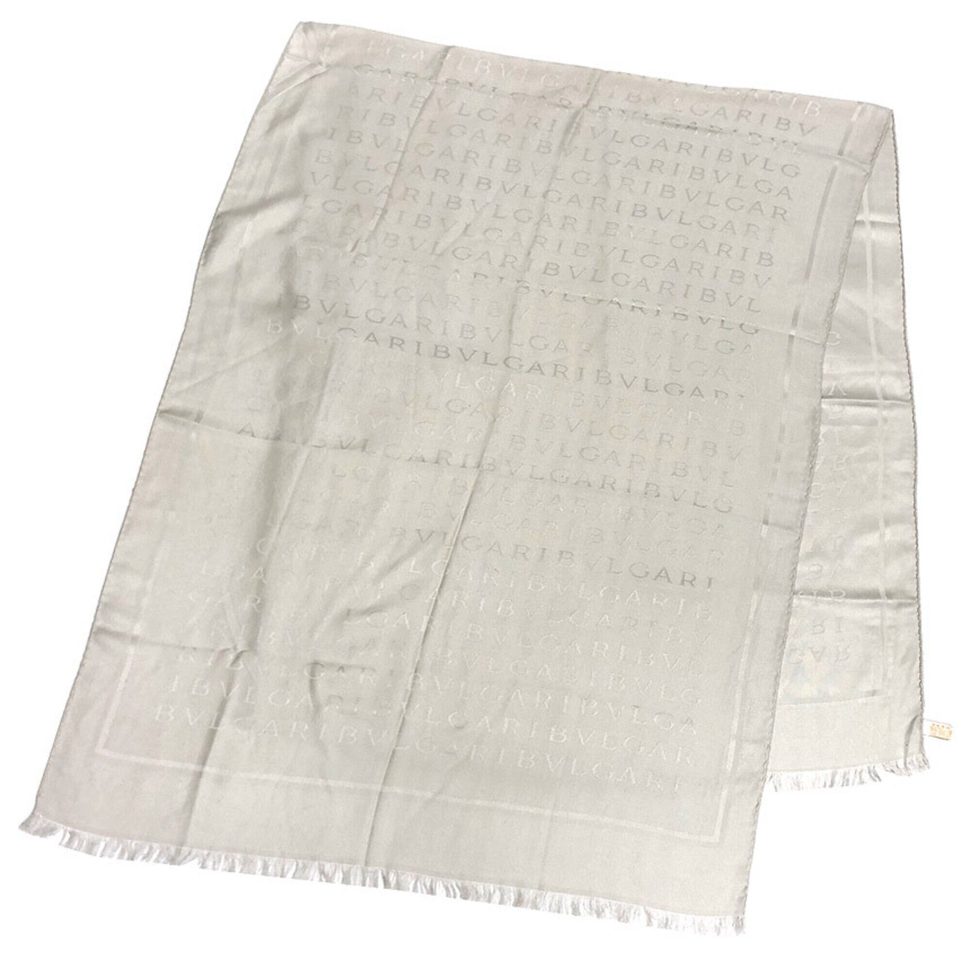 Bvlgari Bulgari Mania Shawl Scarf, Silver Gray, Silk And Wool Scarf